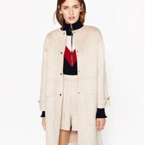 Zara Faux Suede Coat - Size Small